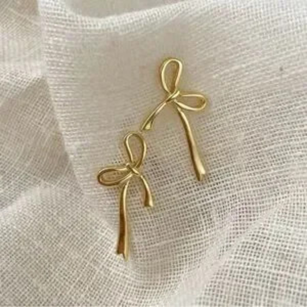 Delicate Gold Bow Stud Earrings